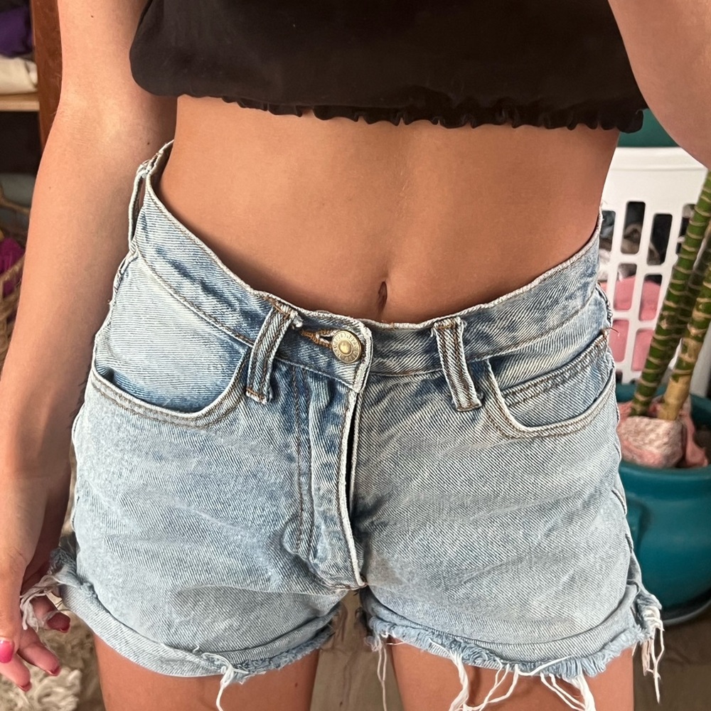 Brandy Melville Women's Light Blue Denim Shorts